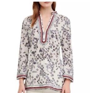 Tory Burch Cream and Black Patterned Tunic